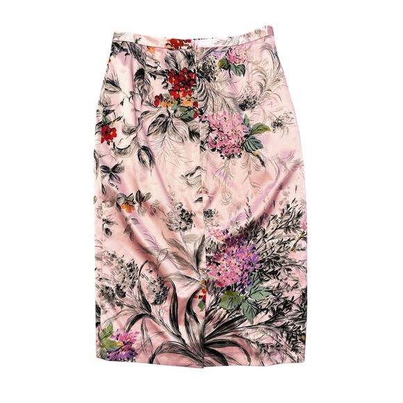 Dolce & Gabbana Pink Floral Print Stretch Silk Midi Skirt Size 38 Italy - Picture 2 of 5